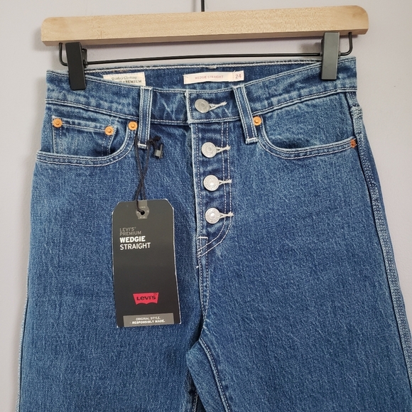 Levis wedgie High Rise Straight Leg Utility Jeans Button Fly SZ 24 - Picture 5 of 6
